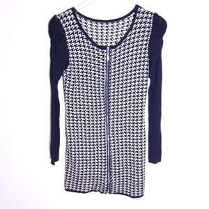 Navy/Cream Houndstooth Form Fitting Dress Sz 6